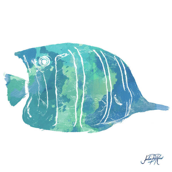 Watercolor Art Print featuring the painting Watercolor Fish In Teal IIi by Julie Derice