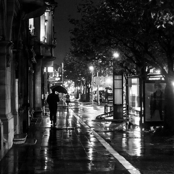 Black Art Print featuring the photograph Wet City Streets by Kelly Love