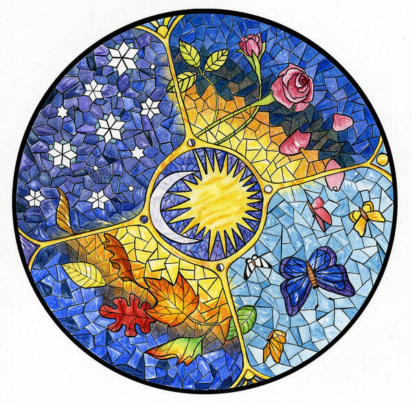 Seasons Art Print featuring the painting Wheel of the Year by Antony Galbraith