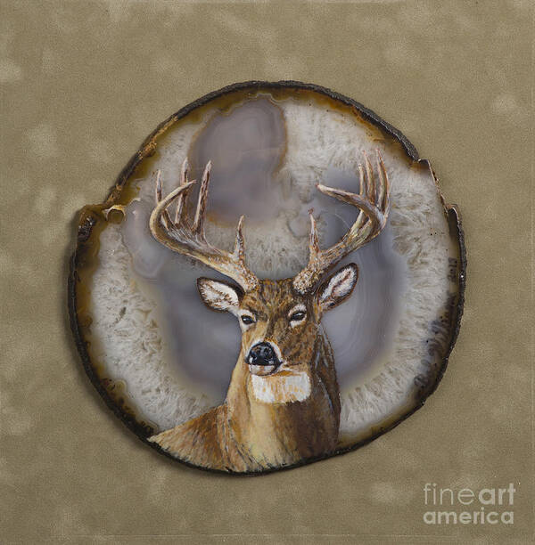 Deer Art Print featuring the painting Whitetail Authority by Bob Williams