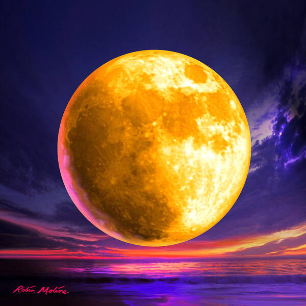 Full Moon Art Print featuring the digital art Whole of the Moon by Robin Moline