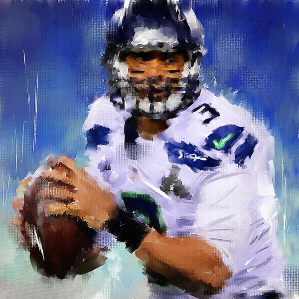 Russell Wilson Art Print featuring the painting Wilson Winner by Lourry Legarde