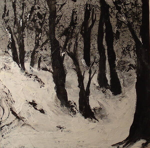 Landscape Art Print featuring the mixed media Winter Forest by Buff Holtman
