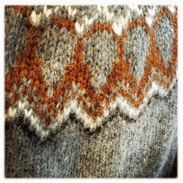 Wool Art Print featuring the photograph Woolen Jersey detail grey and orange by Matthias Hauser