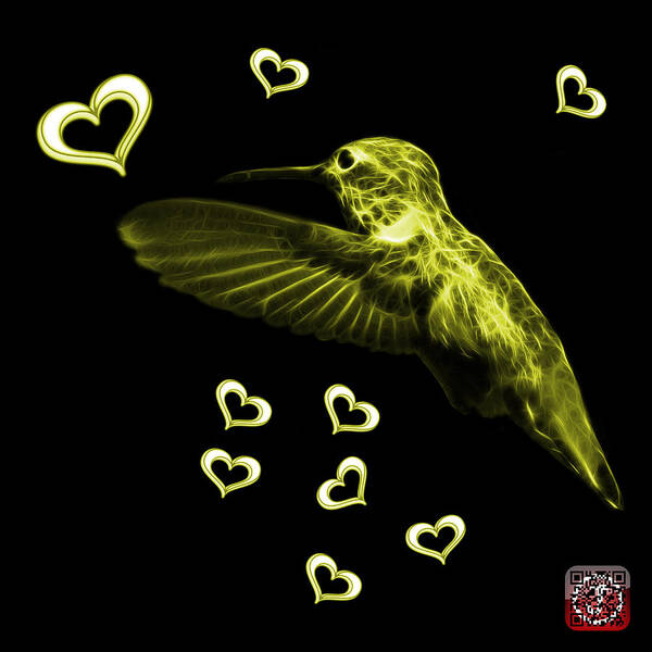 Hummingbird Art Print featuring the digital art Yellow Hummingbird - 2055 F M by James Ahn
