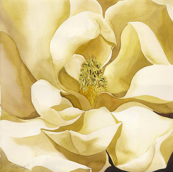 Watercolor Art Print featuring the painting Yellow Magnolia by Alfred Ng