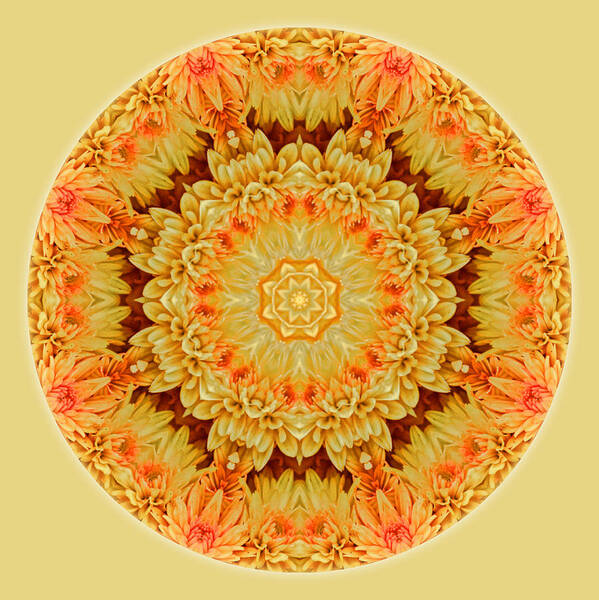 Mum Art Print featuring the photograph Yellow Orange Mum Mandala by Beth Sawickie