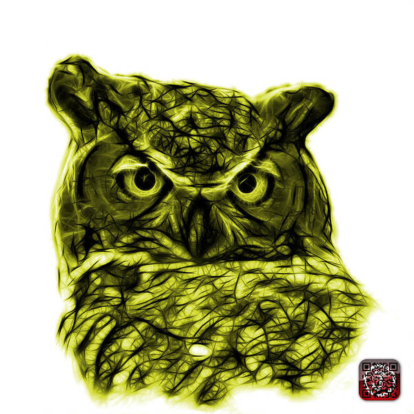 Owl Art Print featuring the digital art Yellow Owl 4436 - F S M by James Ahn