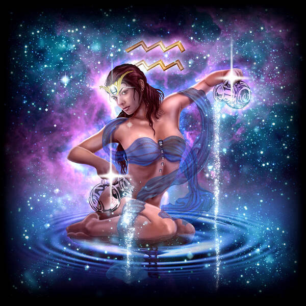 Ciro Marchetti Art Print featuring the painting Zodiac Aquarius by MGL Meiklejohn Graphics Licensing