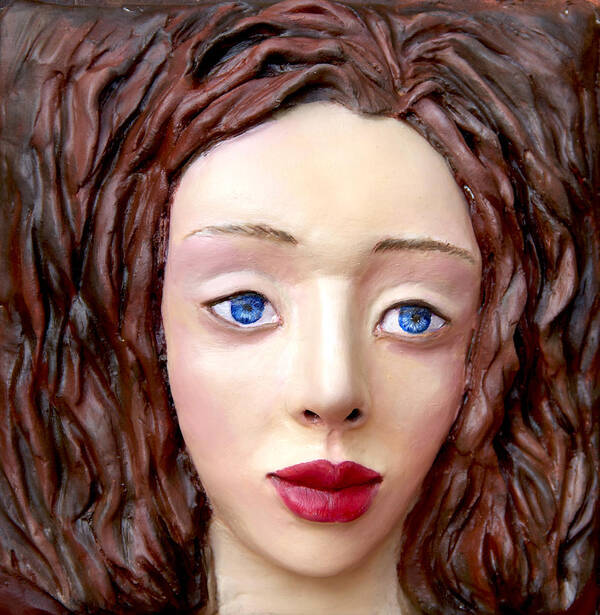 Custom Art Print featuring the sculpture Blue-eyed Girl by Yelena Rubin