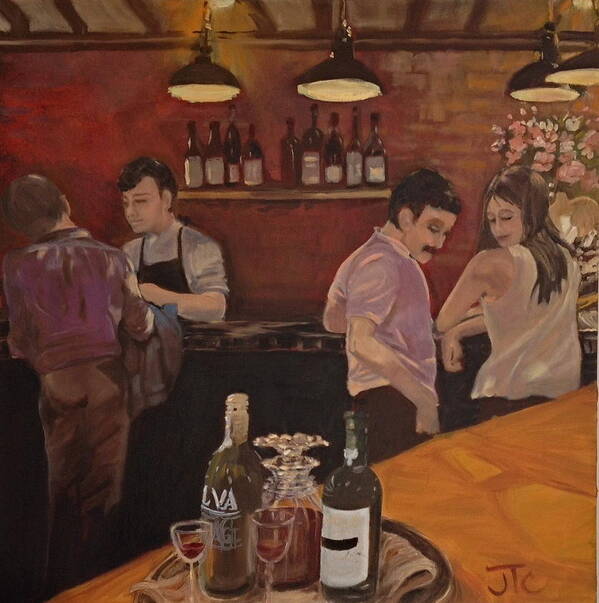 Cafe Art Print featuring the painting Cafe #1 by Julie Todd-Cundiff