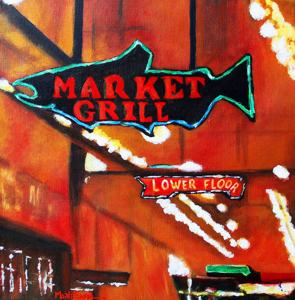 Seattle Art Print featuring the painting Pike Place Market Seattle WA by Marti Green