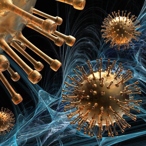 Square Art Print featuring the digital art Medical Nanoparticles, Conceptual Image #12 by Laguna Design