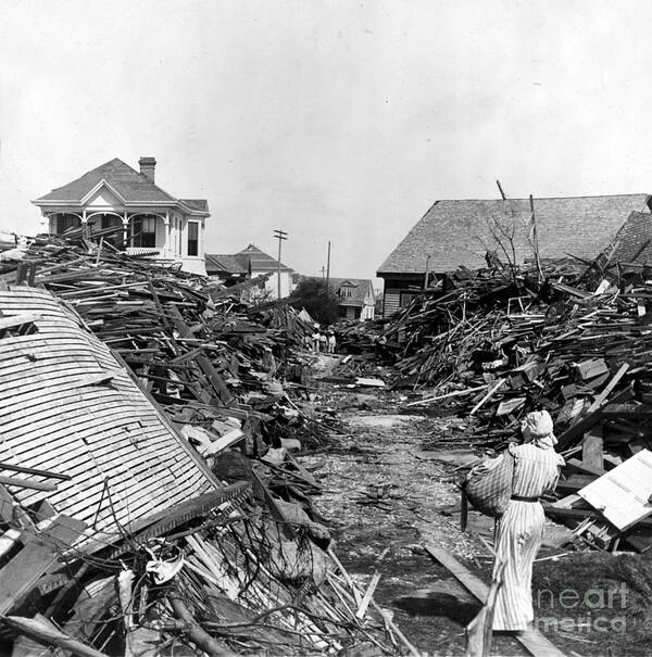 Science Art Print featuring the photograph Hurricane Damage, Galveston, 1900 #2 by Science Source