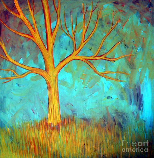 Tree Art Print featuring the painting Mellow yellow by Monica Furlow