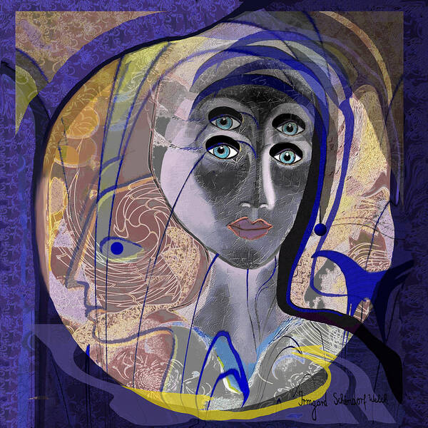 Lady Art Print featuring the painting 743 - Blue eyes by Irmgard Schoendorf Welch