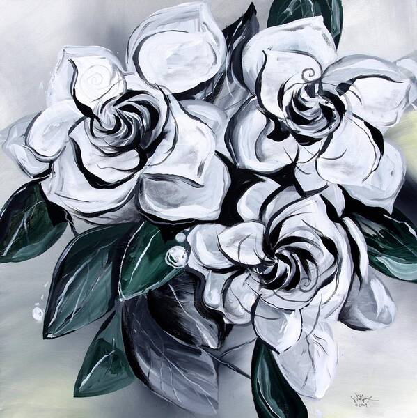 Gardenias Art Print featuring the painting Abstract Gardenias by J Vincent Scarpace
