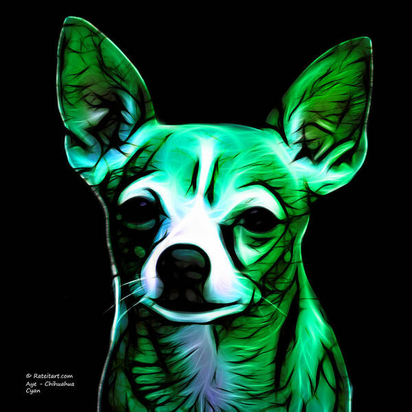 Chihuahua Art Print featuring the digital art Aye Chihuahua - Cyan by James Ahn