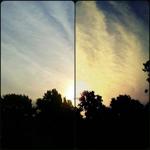 Andrography Art Print featuring the photograph #before & #after #sunrise #sky #clouds by Kel Hill