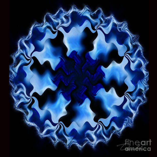 Mandala Art Print featuring the digital art Blue Ripple by Danuta Bennett