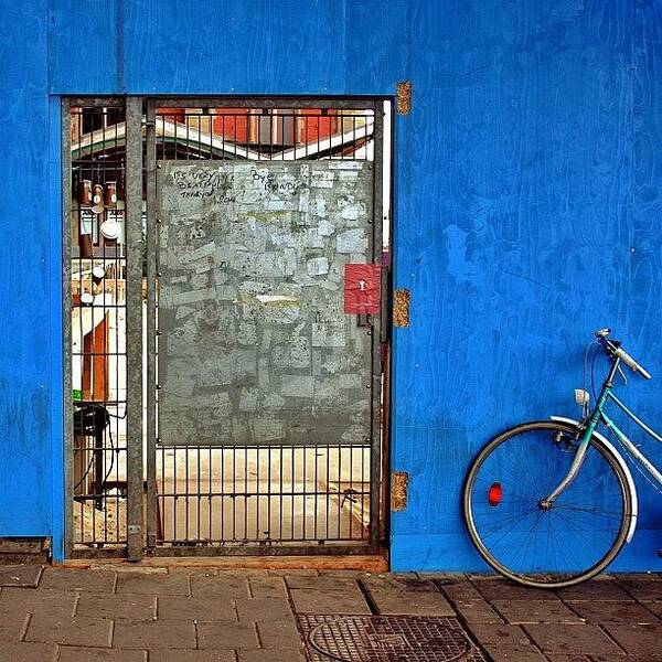 Blue Art Print featuring the photograph #blue #wall. #door. #bike... And I by Joao Miguel