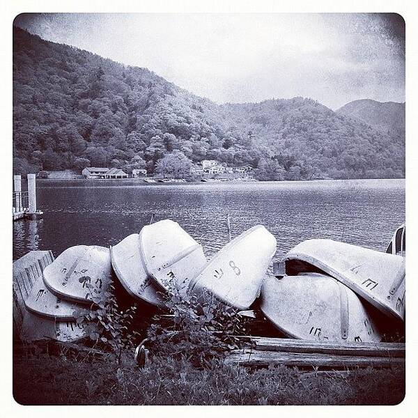 Black And White Art Print featuring the photograph Boats By Lake Chuzenji by Marc Gascoigne