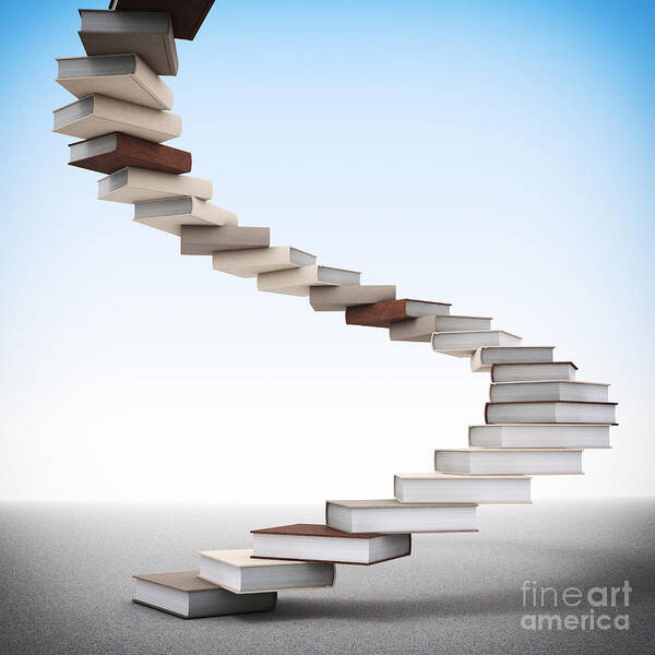 Book Art Print featuring the photograph Book Stair by Gualtiero Boffi