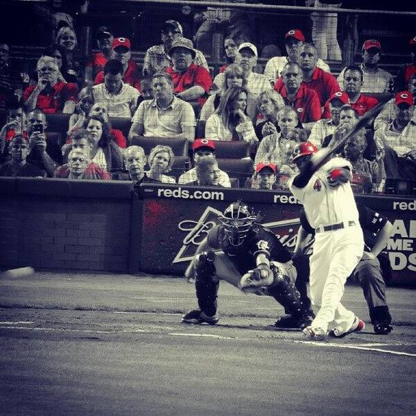Reds Art Print featuring the photograph #brandonphillips Rocking The Hit by Reds Pics