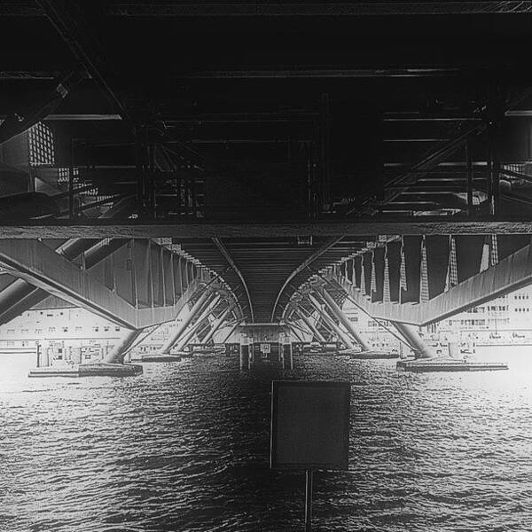 Steel Art Print featuring the photograph #bridge #water #bw #amsterdam by Robbert Ter Weijden