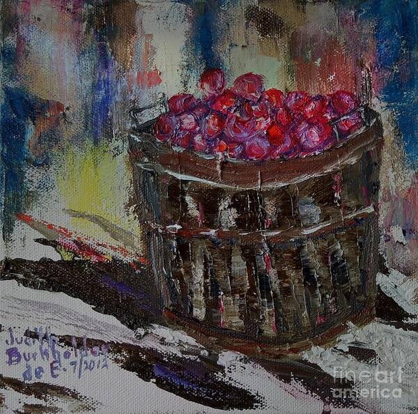 Bushel Basket Art Print featuring the painting Bushel of Snow Apples - SOLD by Judith Espinoza
