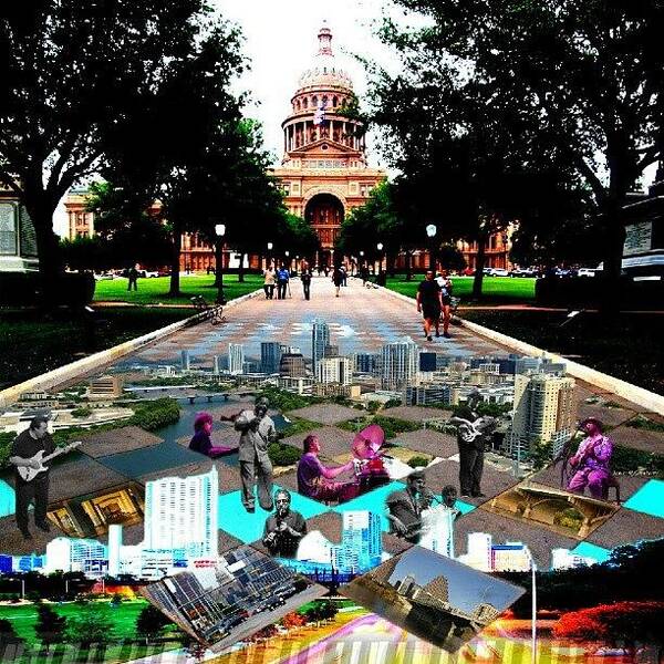  Art Print featuring the photograph Capital City Collage Austin Music by James Granberry