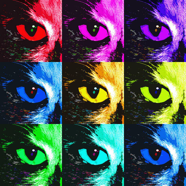 Cat Art Print featuring the digital art Cat's Eye in Hues by Betsy Knapp