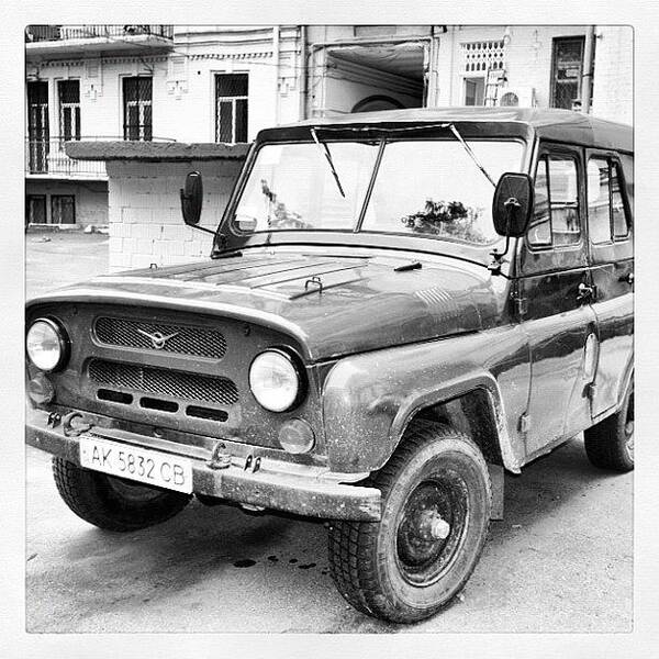 Blackandwhite Art Print featuring the photograph Cold War Car. #car #vehicle #kiev by Richard Randall