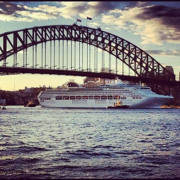 Water Art Print featuring the photograph Dawn Princess Squeezes Under Sydney Harbour Bridge by Andrew Coulson