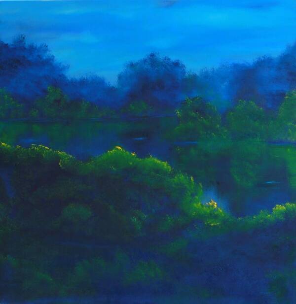 Landscape Art Print featuring the painting Deep Greens and Blues by David Snider