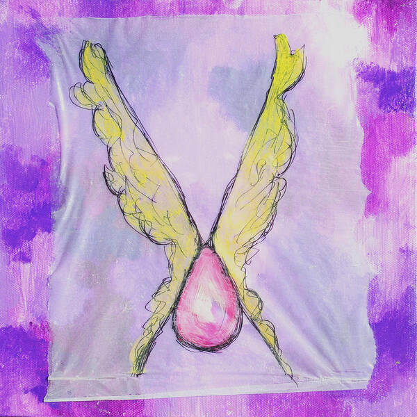 2008 Art Print featuring the painting Eggs with Wings - purple by Will Felix