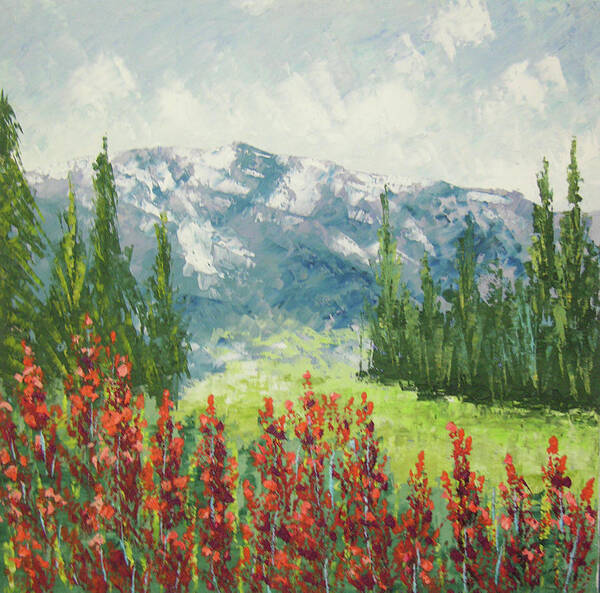 Landscape Art Print featuring the painting Englemann peak Colorado by Frederic Payet