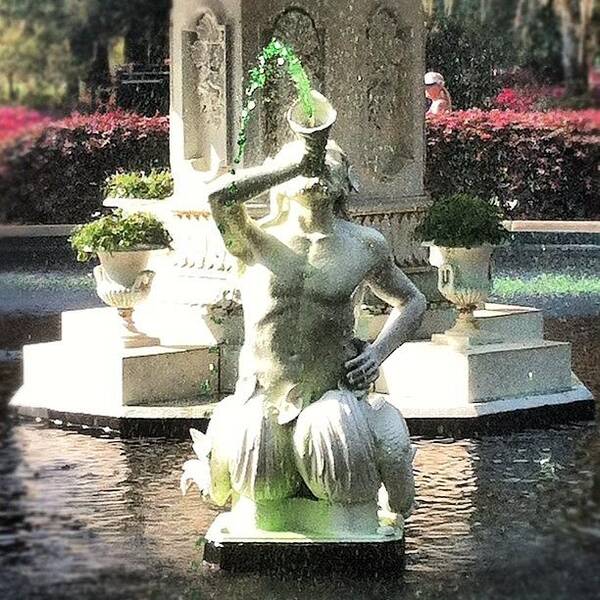  Art Print featuring the photograph Forsythe Park Fountain - Green For St by Travis Wise