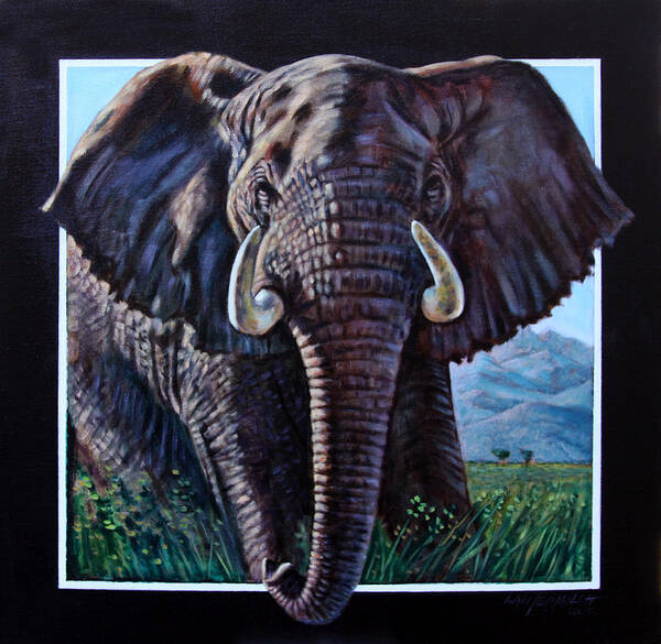Elephant Art Print featuring the painting Gentle Giant by John Lautermilch