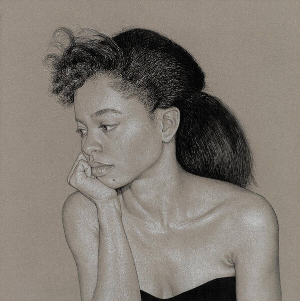 Charcoal Art Print featuring the drawing Gillian 1 by David Kleinsasser