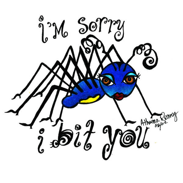 Greeting Card Art Print featuring the digital art I'm sorry I bit you by Atheena Romney