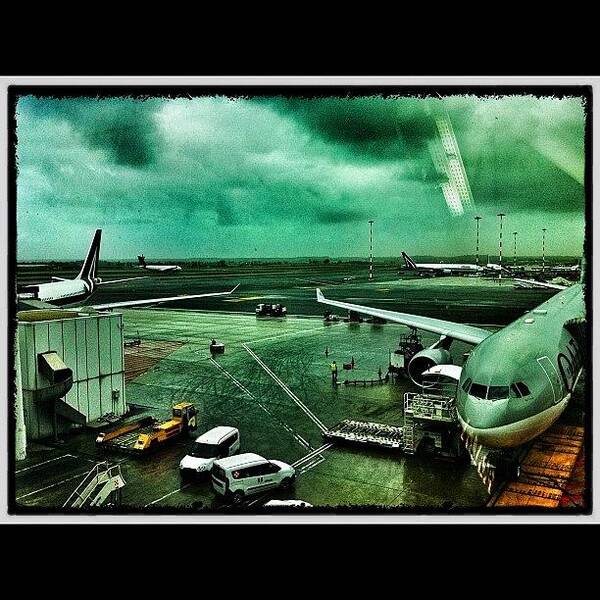 Dark Art Print featuring the photograph #italy#rome#airport#airplane by Omar Elsebai
