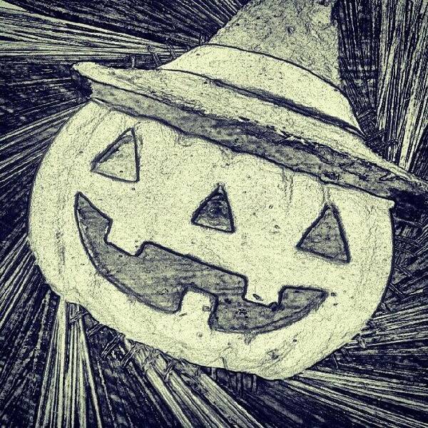 Sketch Art Print featuring the photograph Jack-o-lantern Witch by Camera Hacker