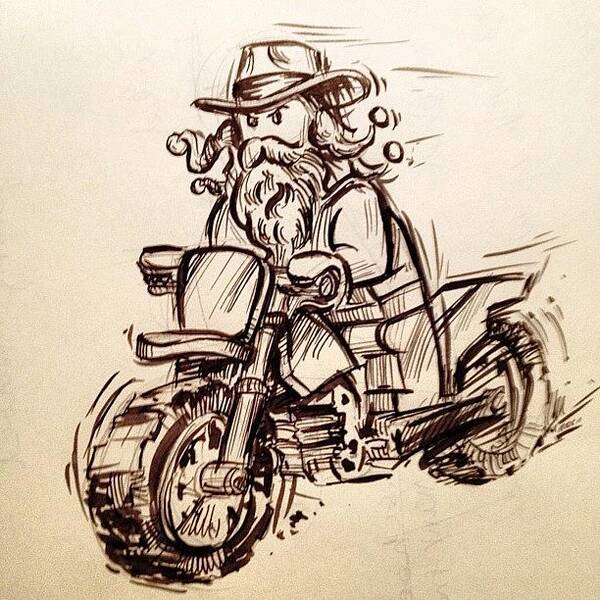 Sketchbook Art Print featuring the photograph #lego #blackbeard #riding #motorcycle by Jeff Reinhardt