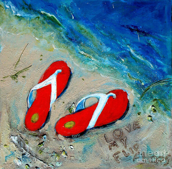 New Art Print featuring the painting Love My FlipFlops by Doris Blessington