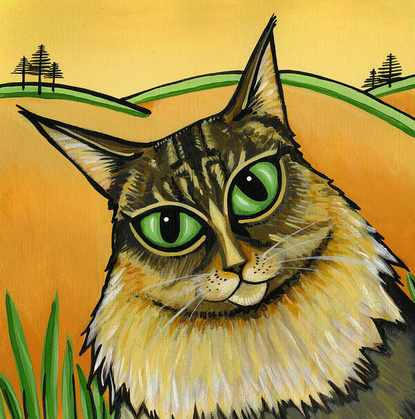 Cat Art Print featuring the painting Maine Coone by Leanne Wilkes