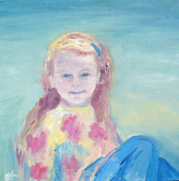 Child Portrait Art Print featuring the painting Malve Portrait by Barbara Anna Knauf