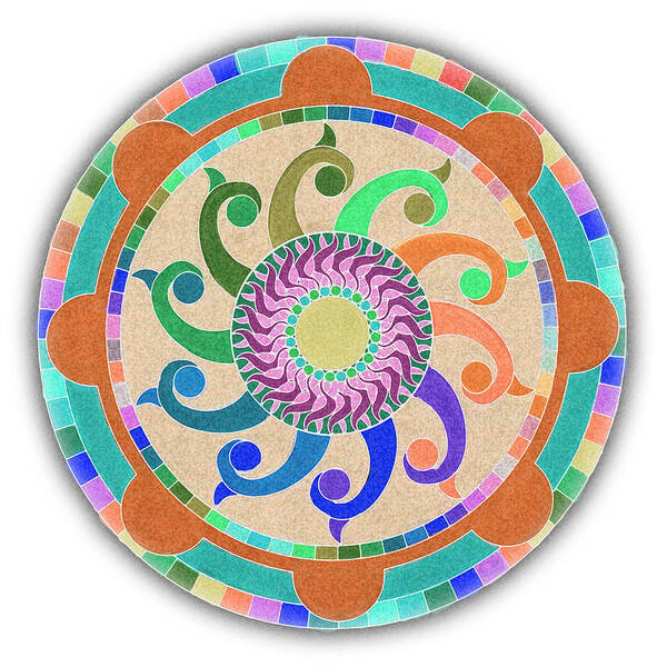 Mandala Art Print featuring the digital art Mandala Meditation 1 V2 by Margaret Denny