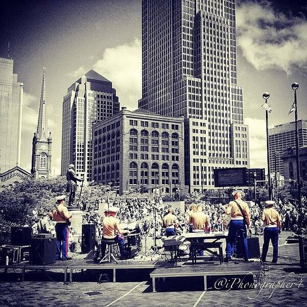 Beautiful Art Print featuring the photograph #marines Band On #publicsquare by Pete Michaud