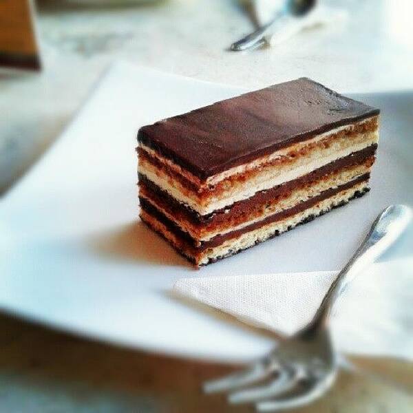 Picture Art Print featuring the photograph Opera Cake.. #dessert #cafe #italy by Ivan Braginski